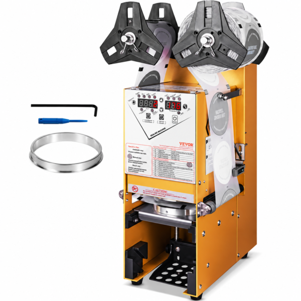 Máquina selladora de vasos automática, 300-500 tazas/h, 90/95 mm de diámetro con panel de control