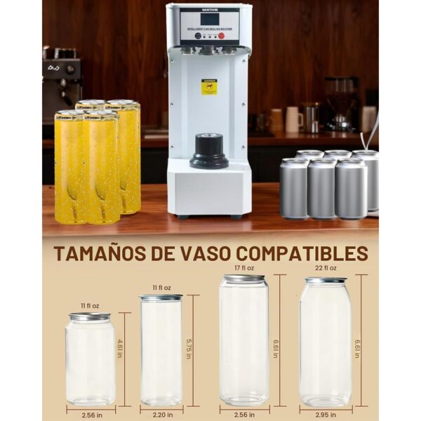 Selladora de latas automático comercial altura ajustable, se adapta a latas de 330/500/22.0 fl oz, color blanco - OpenBox — foto 5