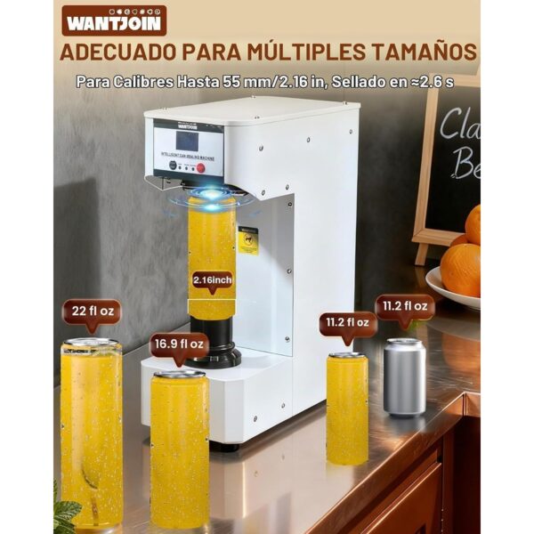 Selladora de latas automático comercial altura ajustable, se adapta a latas de 330/500/22.0 fl oz, color blanco - OpenBox — foto 4